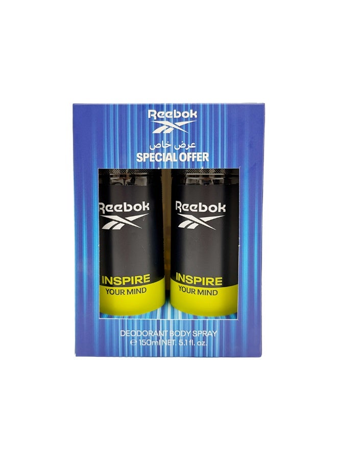 Reebok Inspire Deodorant Body Spray For Him 150Ml x2 - Image 1